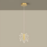 Modern Maple Clear Acrylic Leaf Bedroom Pendant Light Image - 7