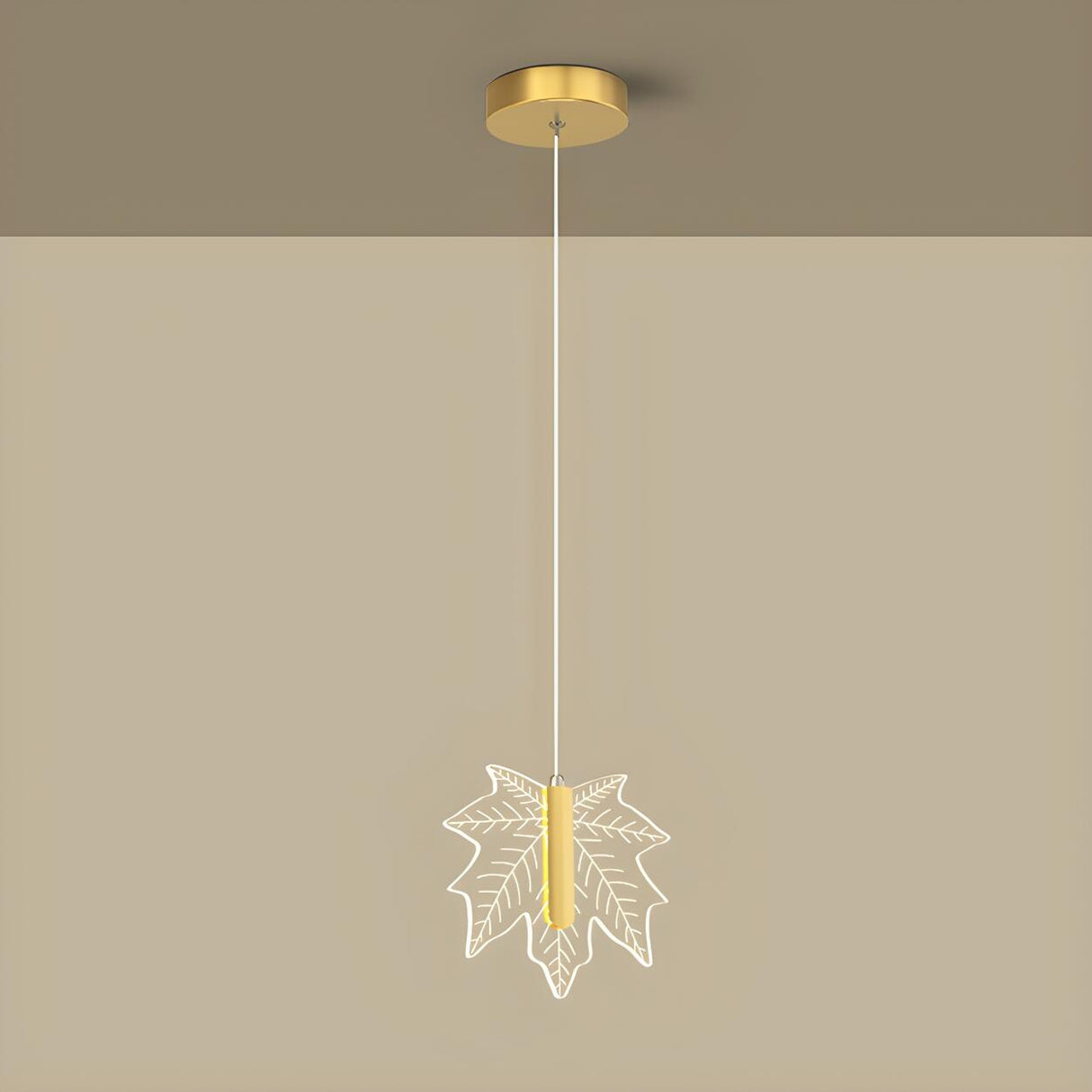 Modern Maple Clear Acrylic Leaf Bedroom Pendant Light Image - 9