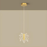 Modern Maple Clear Acrylic Leaf Bedroom Pendant Light Image - 9