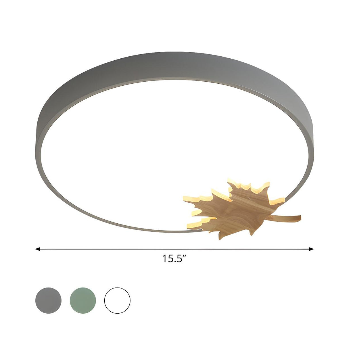 Modern Maple Leaf Grey Round LED Flush Mount Light Image - 4