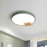 Modern Maple Leaf Grey Round LED Flush Mount Light Image - 5