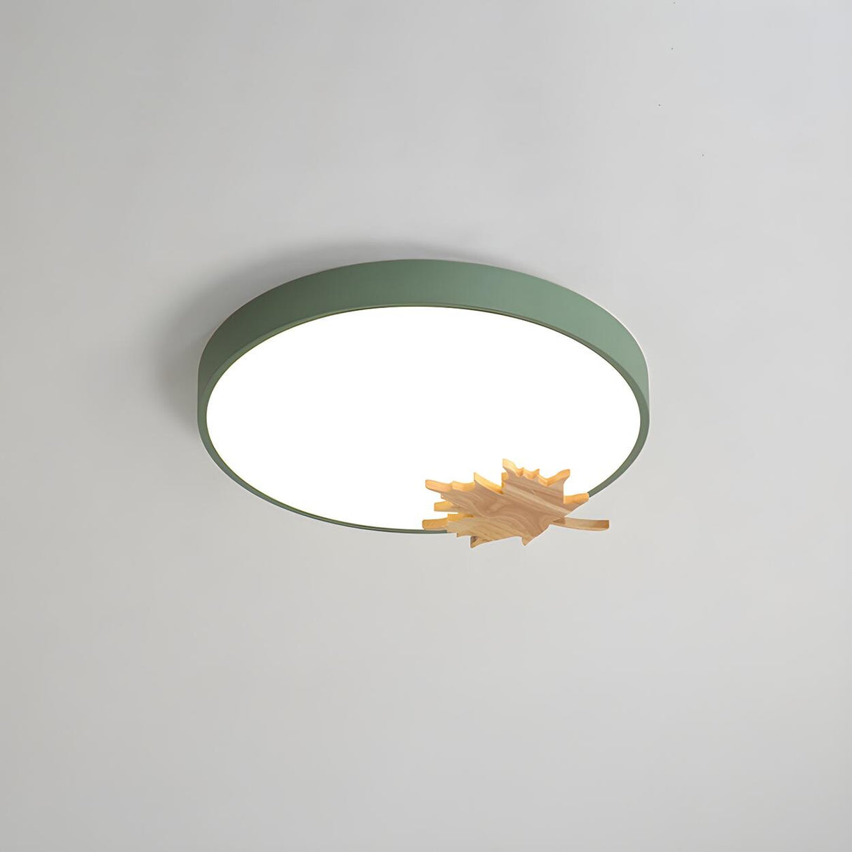 Modern Maple Leaf Grey Round LED Flush Mount Light Image - 8