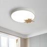 Modern Maple Leaf Grey Round LED Flush Mount Light Image - 9