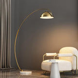 Modern Marble Base and Dome Gold Arched Floor Lamp Image - 2