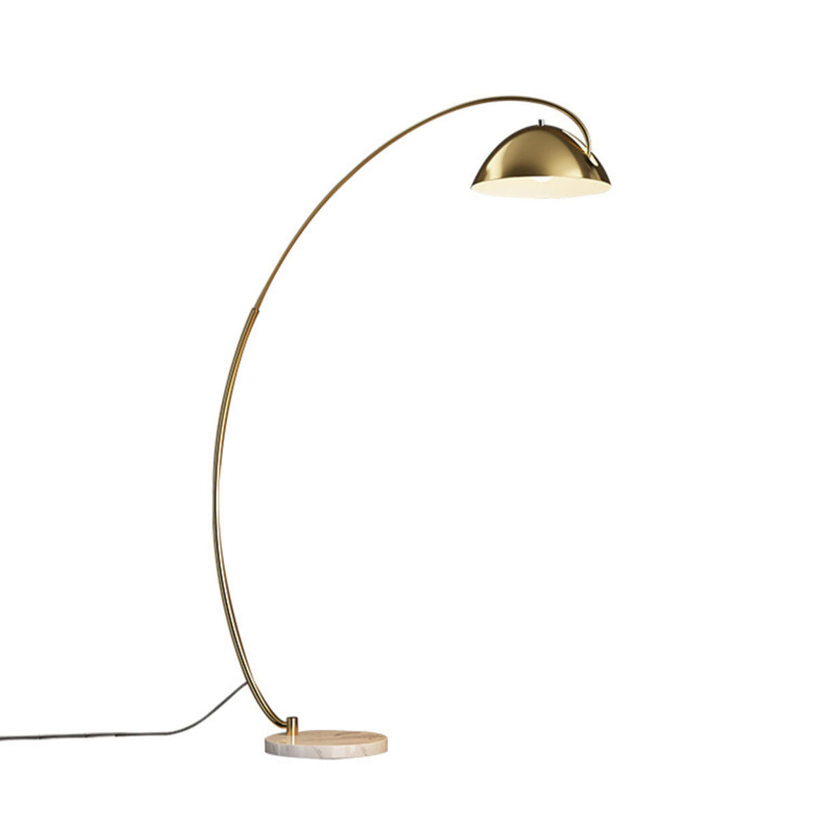 Modern Marble Base and Dome Gold Arched Floor Lamp Image - 5