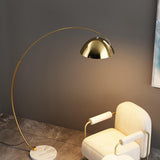 Modern Marble Base and Dome Gold Arched Floor Lamp Image - 7