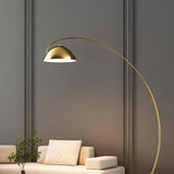 Modern Marble Base and Dome Gold Arched Floor Lamp Image - 8