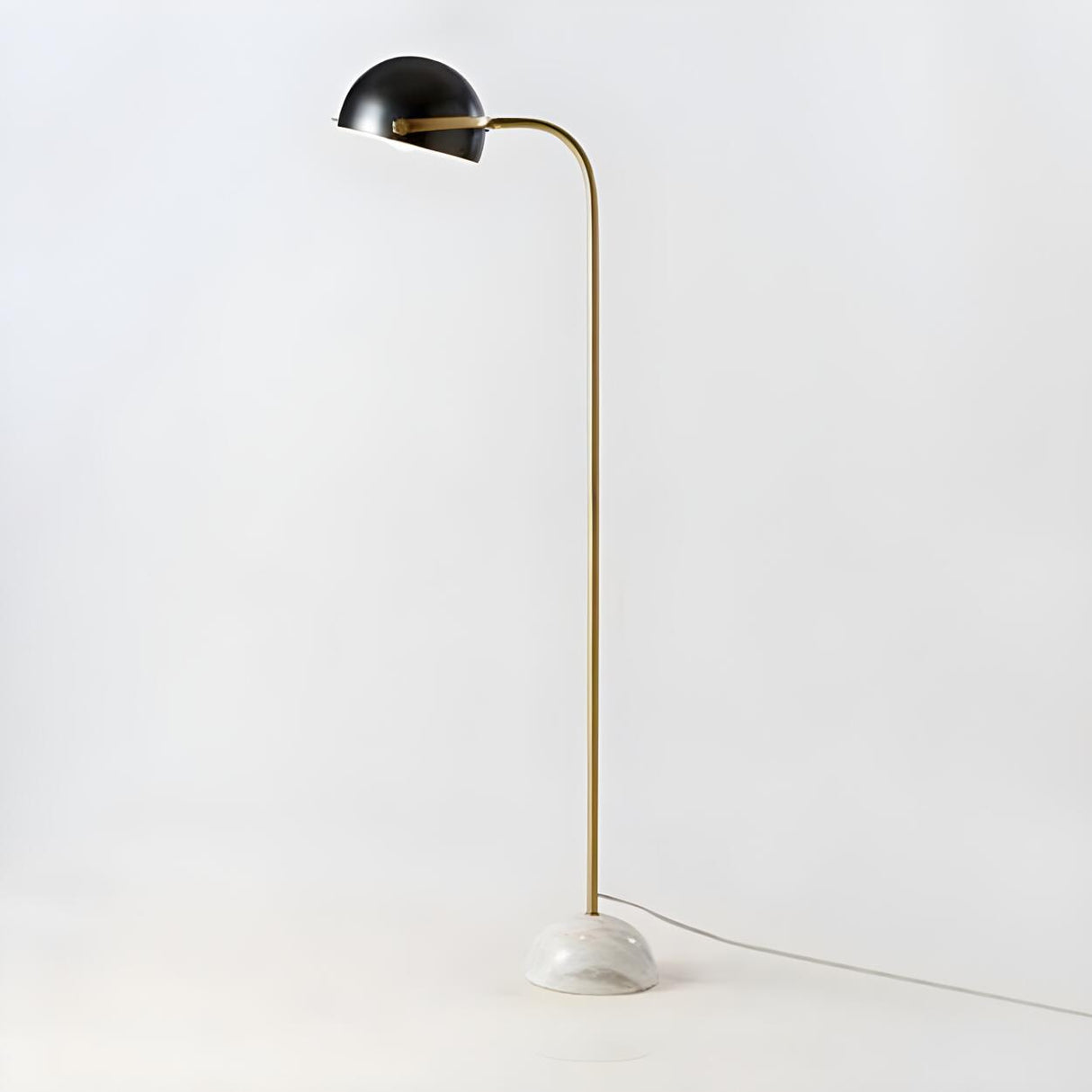 Modern Marble Base Black Dome Metal Floor Lamp Image - 6