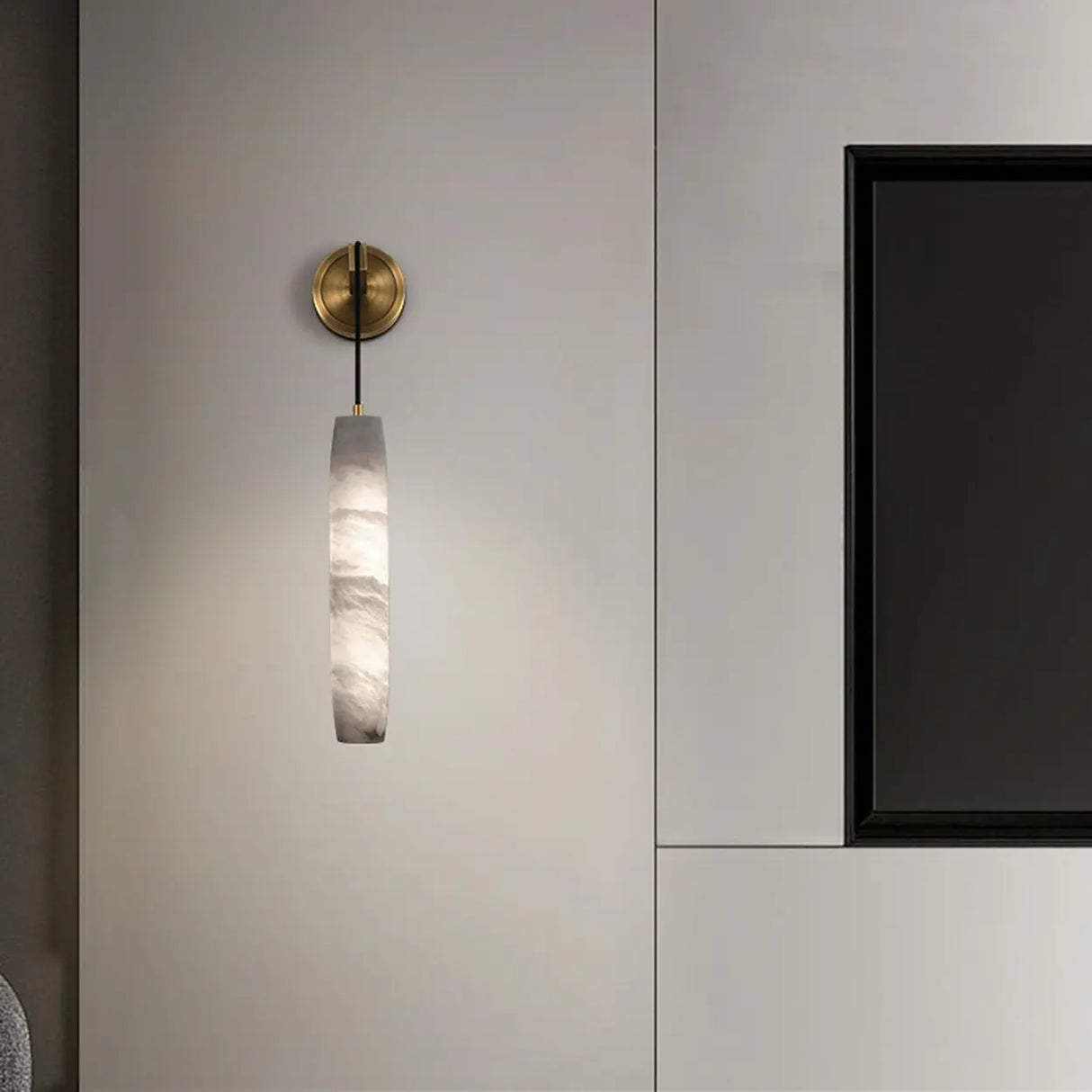 Modern Marble Effect Pendant Wall Sconce Image - 12