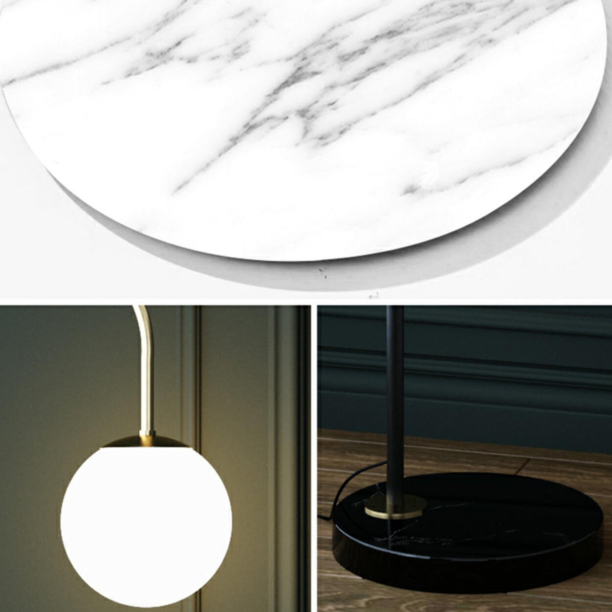 Modern Marble Side Table Arced Globe Floor Lamp Image - 12