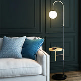 Modern Marble Side Table Arced Globe Floor Lamp Image - 2