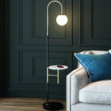 Modern Marble Side Table Arced Globe Floor Lamp Image - 6