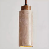 Modern Marble Texture Cylindrical Bedroom Pendant Light Image - 3