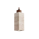 Modern Marble Texture Cylindrical Bedroom Pendant Light Image - 7