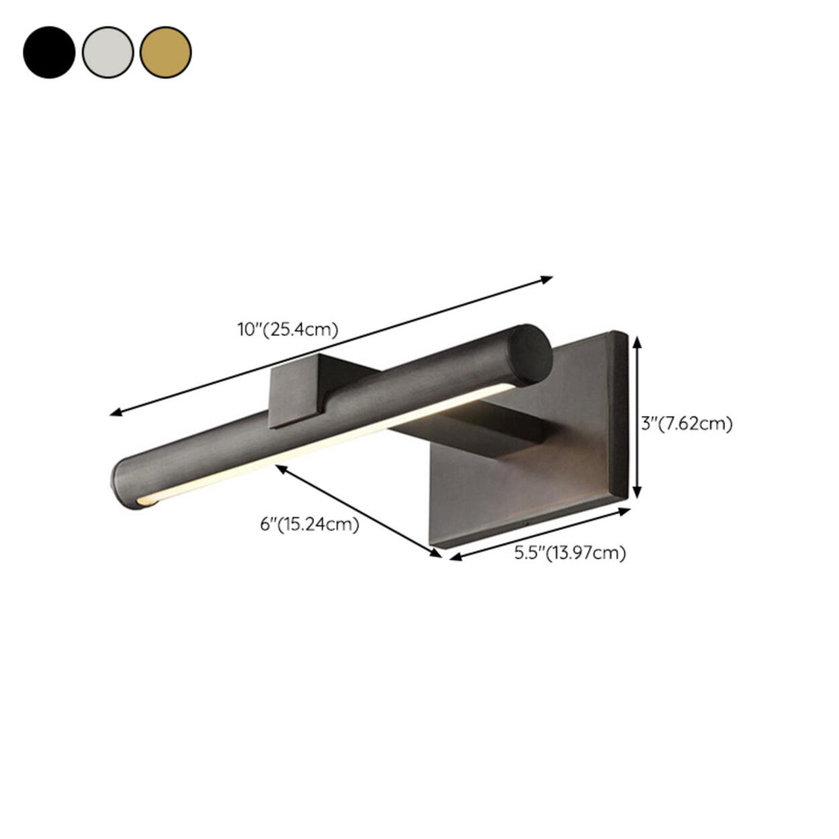 Modern Matte Black Cylinder LED Vanity Wall Light 