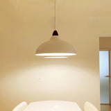 Modern Matte White Dome Cast Iron Pendant Light Image - 1