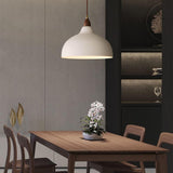 Modern Matte White Dome Cast Iron Pendant Light Image - 2