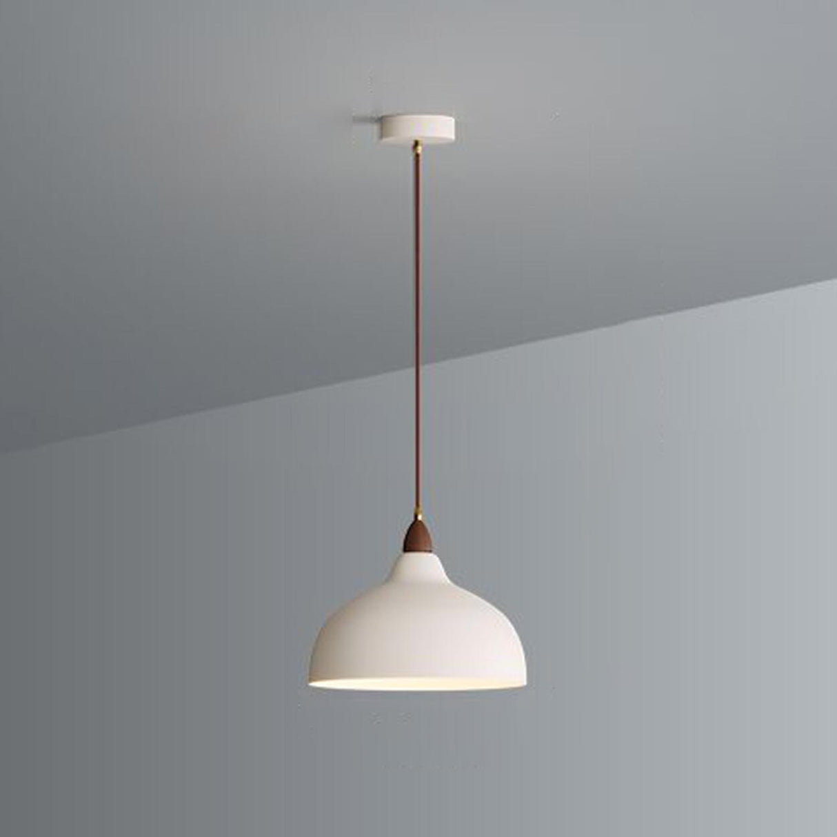 Modern Matte White Dome Cast Iron Pendant Light Image - 5