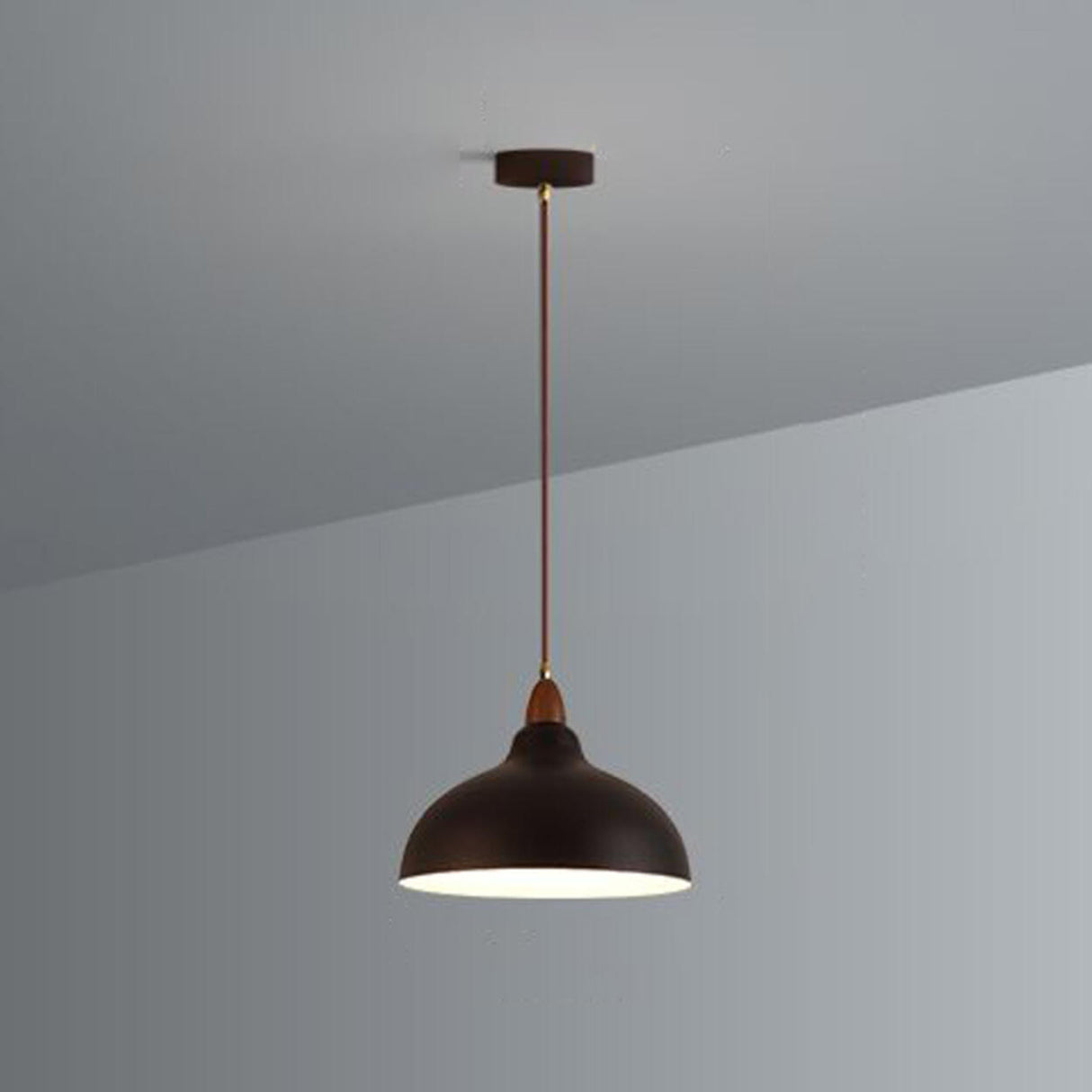 Modern Matte White Dome Cast Iron Pendant Light Image - 6