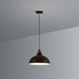 Modern Matte White Dome Cast Iron Pendant Light Image - 6