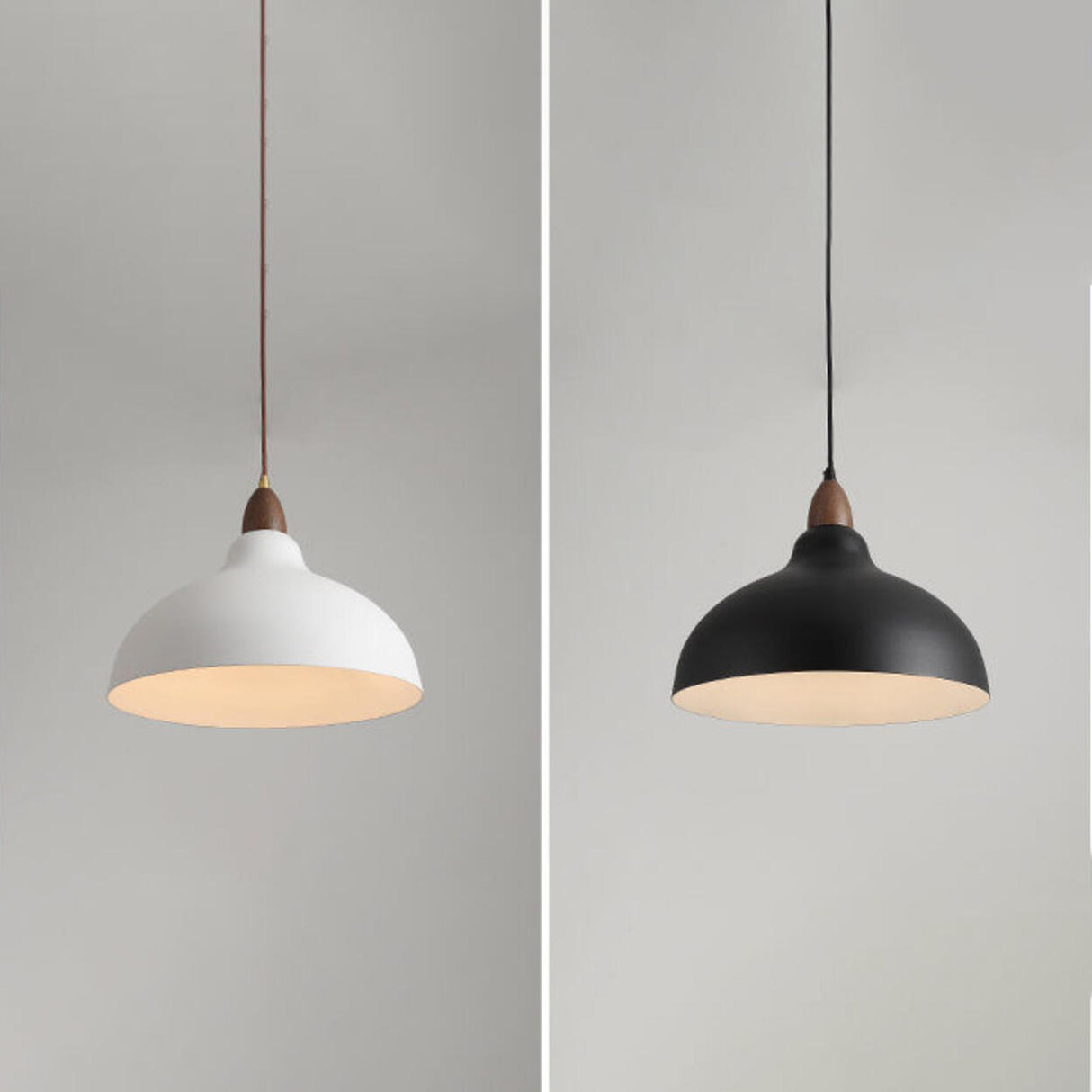 Modern Matte White Dome Cast Iron Pendant Light Image - 8