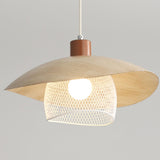 Modern Mesh and Metal White Wide Cone Pendant Light Image - 14