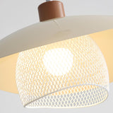 Modern Mesh and Metal White Wide Cone Pendant Light Image - 16