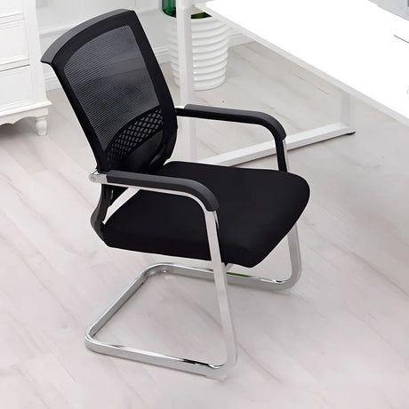 Modern Mesh Mid Back Metal Black Compact Office Chair Image - 1