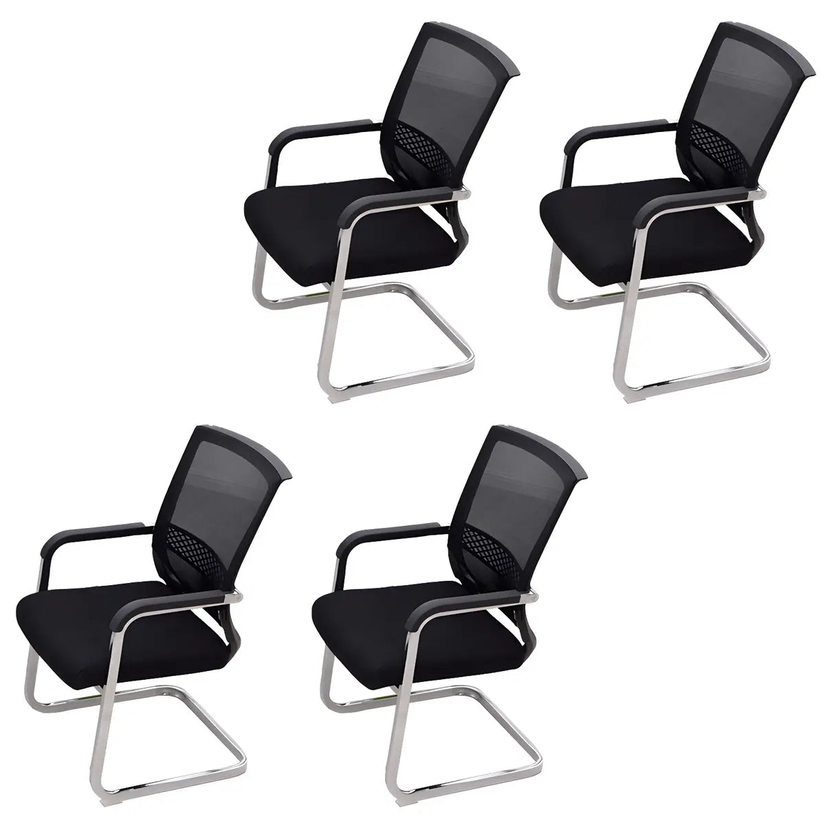 Modern Mesh Mid Back Metal Black Compact Office Chair Image - 14