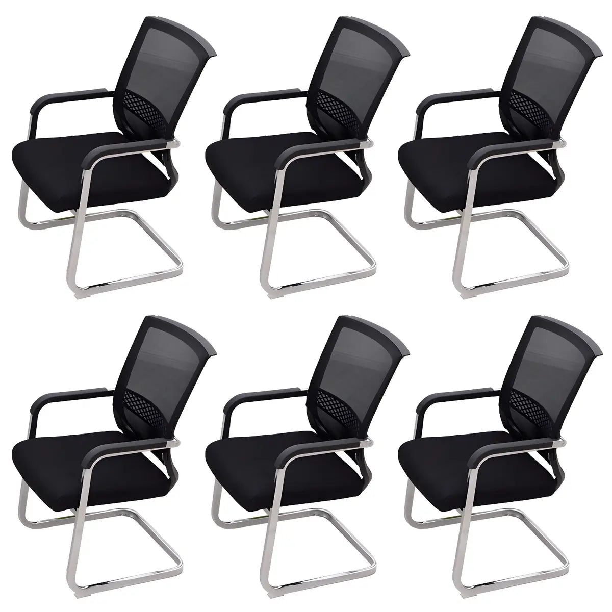 Modern Mesh Mid Back Metal Black Compact Office Chair Image - 16