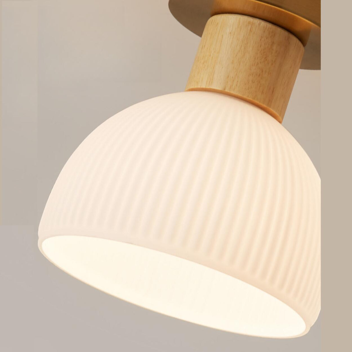 Modern Metal and Wood Warm Light Flush Mount light Image - 11