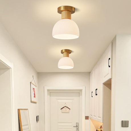 Modern Metal and Wood Warm Light Flush Mount light Image - 2