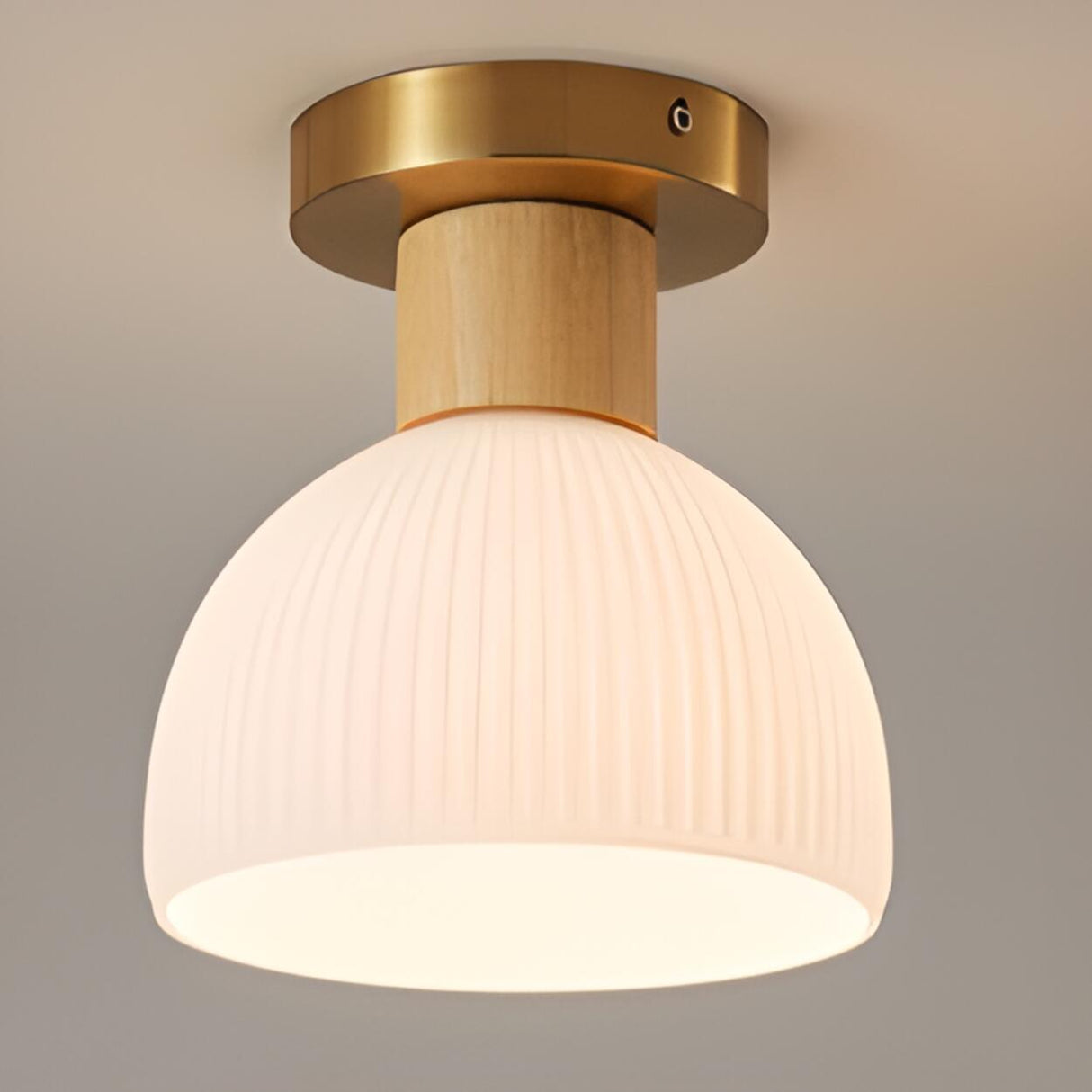 Modern Metal and Wood Warm Light Flush Mount light Image - 7