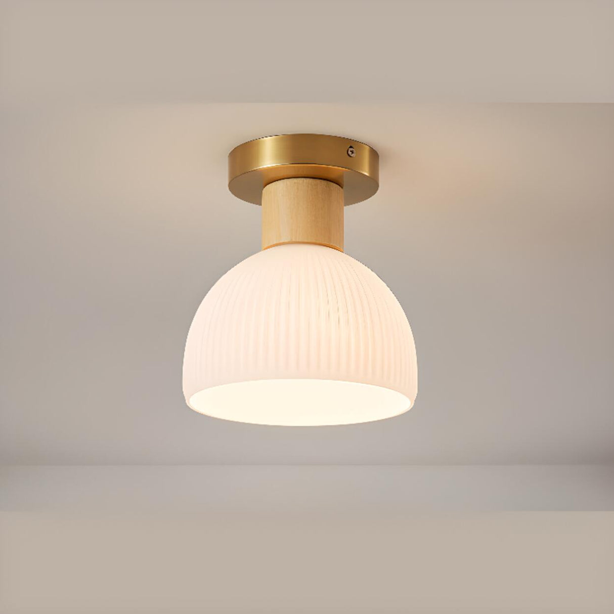 Modern Metal and Wood Warm Light Flush Mount light Image - 8