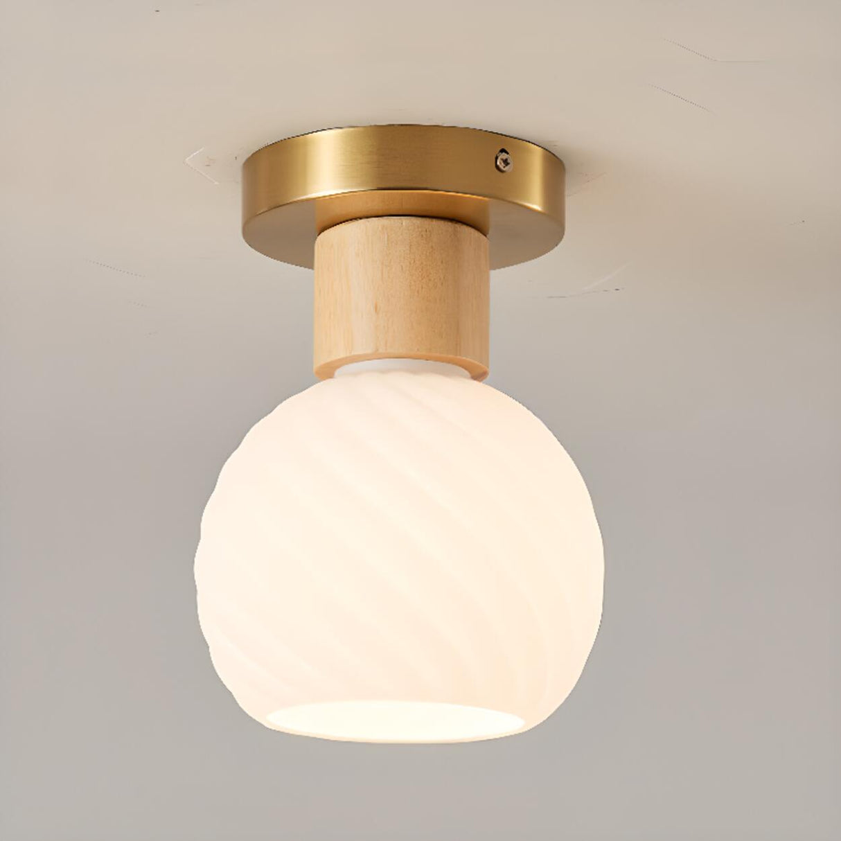 Modern Metal and Wood Warm Light Flush Mount light Image - 9