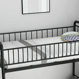 Modern Metal Black Twin Bunk Bed with Stairs and Guardrail Image - 11