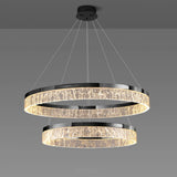 Modern Metal Clear Resin LED Black Circle Chandelier Image - 12