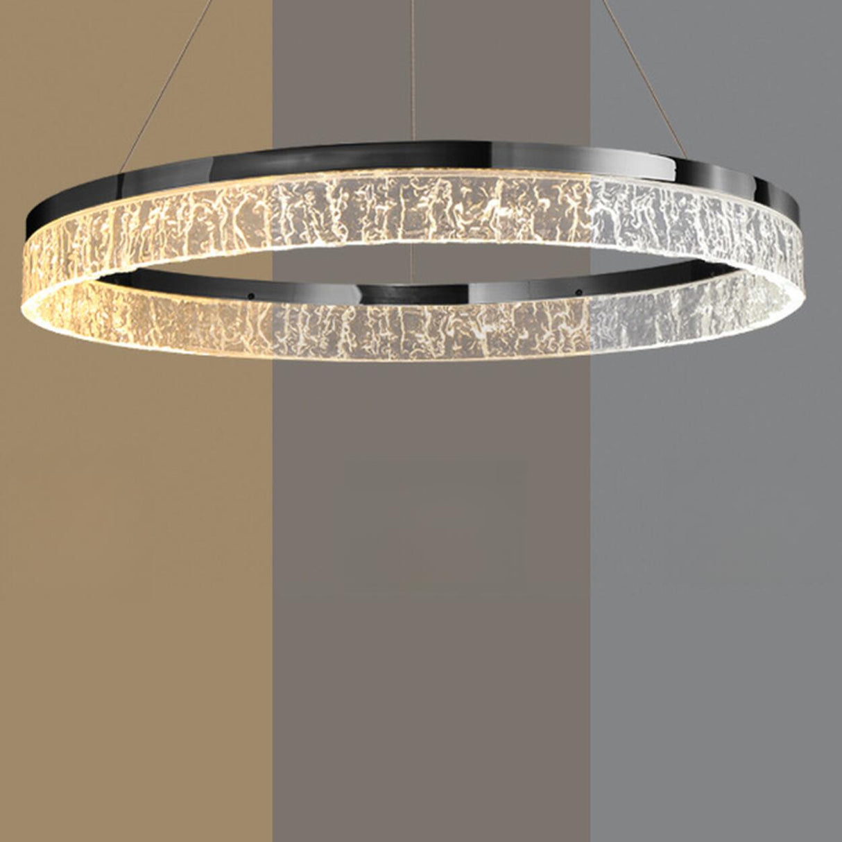 Modern Metal Clear Resin LED Black Circle Chandelier Image - 17