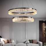 Modern Metal Clear Resin LED Black Circle Chandelier Image - 2