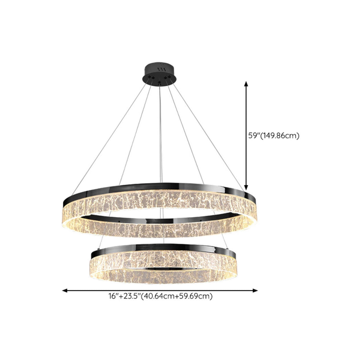 Modern Metal Clear Resin LED Black Circle Chandelier Image - 24