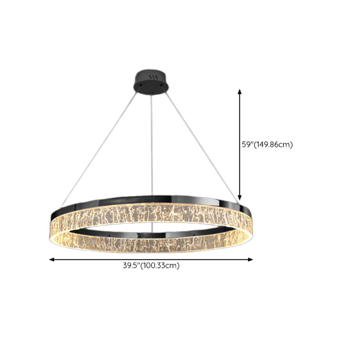 Modern Metal Clear Resin LED Black Circle Chandelier Image - 28