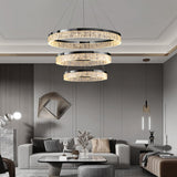 Modern Metal Clear Resin LED Black Circle Chandelier Image - 4