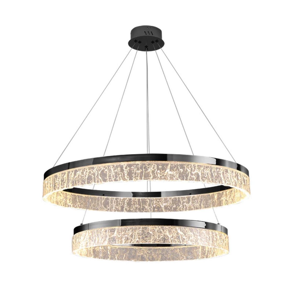 Modern Metal Clear Resin LED Black Circle Chandelier Image - 5