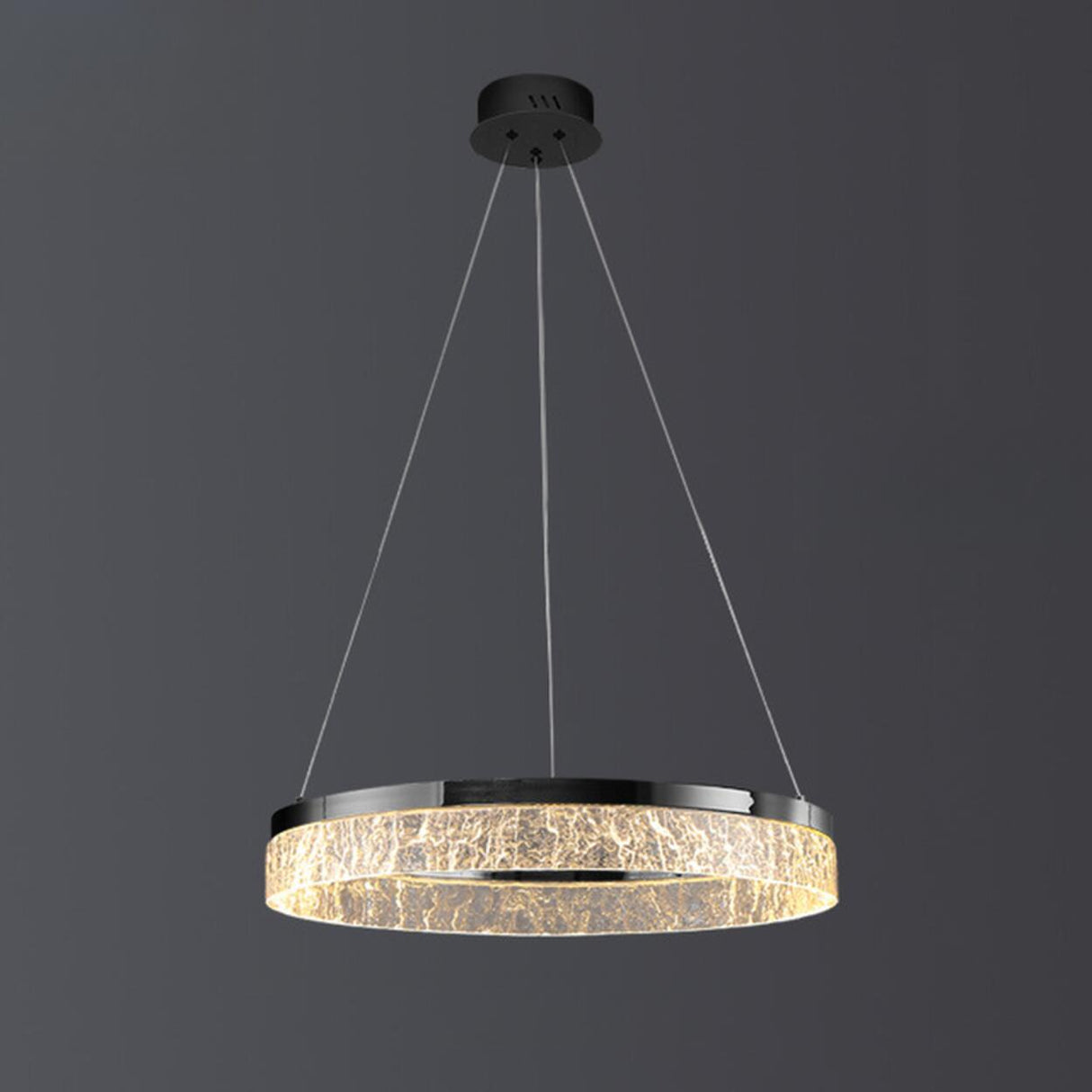 Modern Metal Clear Resin LED Black Circle Chandelier Image - 6