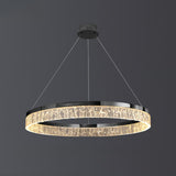 Modern Metal Clear Resin LED Black Circle Chandelier Image - 7