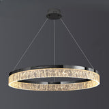 Modern Metal Clear Resin LED Black Circle Chandelier Image - 8