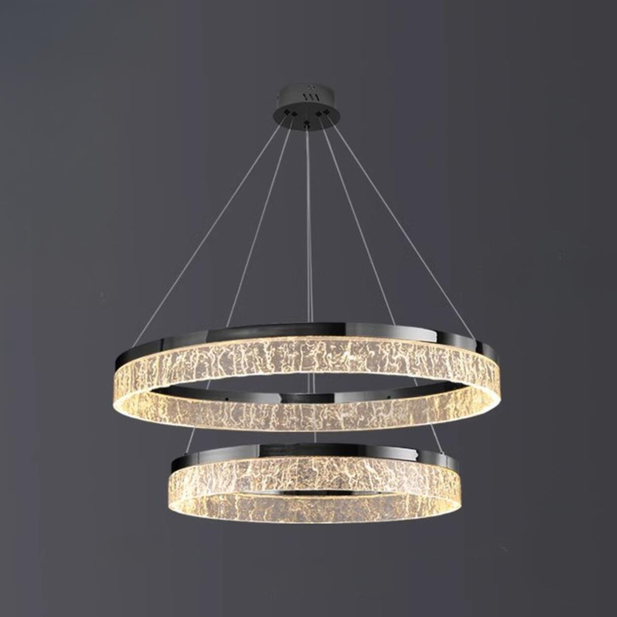 Modern Metal Clear Resin LED Black Circle Chandelier Image - 9