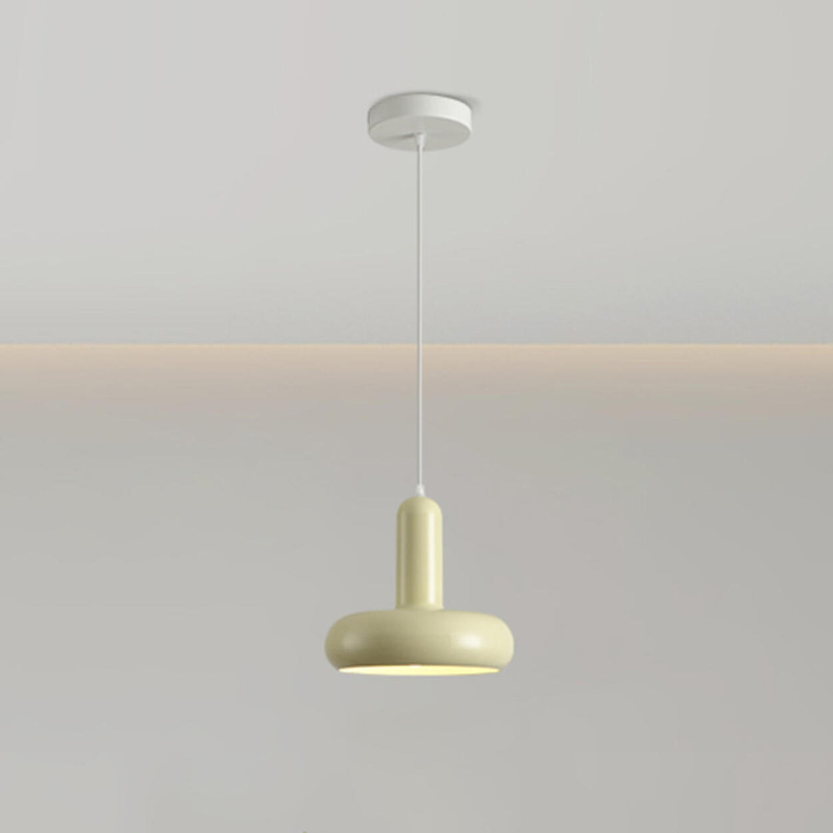 Modern Metal Cylinder Beige Pendant Light Adjustable Cord Image - 2