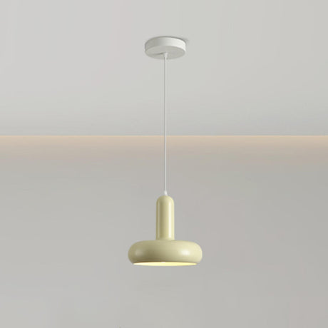 Modern Metal Cylinder Beige Pendant Light Adjustable Cord Image - 2