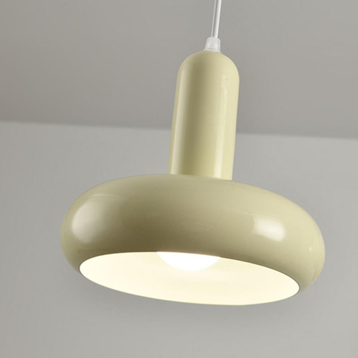 Modern Metal Cylinder Beige Pendant Light Adjustable Cord Image - 7